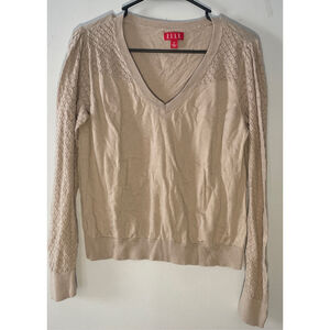 ELLE Beige V Neck Sweater Women's XL